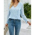thumbnail image 5 of Women Lace Crochet Blouse Tops Casual V Neck Long Sleeve Hollow Elegant T Shirt Cogild, 5 of 7