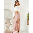 thumbnail image 2 of Women'S Midi Skirt Drawstring High Waist Slit Sweat Skirts Pink S, 2 of 7