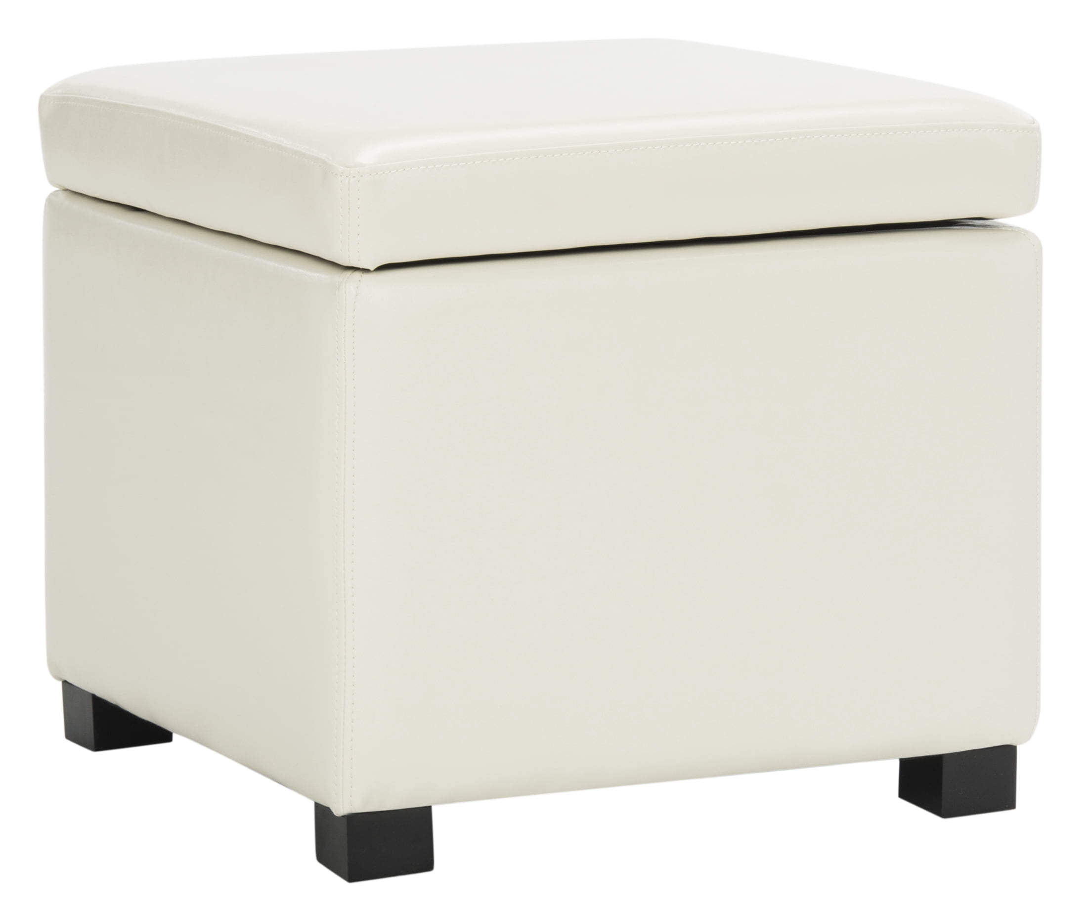 SAFAVIEH Jonathan Modern Glam Single Upholstered Flip Top Ottoman, Off-White