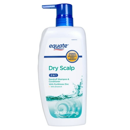 Equate 2 in 1 Dry Scalp Dandruff Shampoo and Conditioner with Pyrithione Zinc and Almond Oil for Scalp and Hair Care, 28.2 fl oz