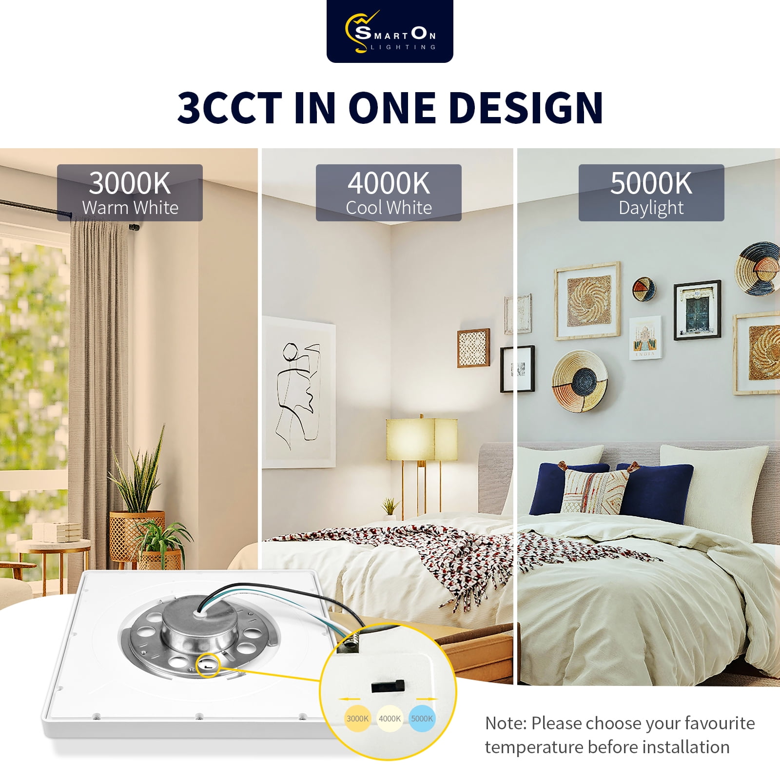 9 Inch LED Square Slim Flush Mount Ceiling Light, 3000k/4000k/5000k, 18W, 1260LM, Dimmable, Damp Location for Bedroom, Kitchen, Office,Closet,Laundry Room (1, 9 inch)