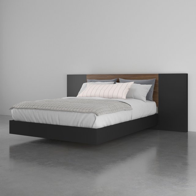 Mantra 3 Piece Queen Size Bedroom Set Walnut and Black