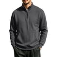 thumbnail image 4 of Hngshg Mens Sweatshirts Trendy Quarter Zip Stand Neck Solid Color Tops Long Sleeve Pocket Pullover Sweatshirts, 4 of 6