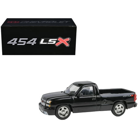 2006 Chevrolet Silverado 454 LSX Pickup Truck Onyx Black 1/64 Diecast Model Car by Paragon