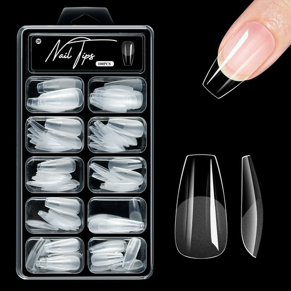 Acrylic Artificial Nails Tips Half Matte Full Covers False Nails,Half Covers Fake Nails Pre-File 100Pcs