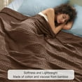 thumbnail image 2 of PHF Cooling Waffle Blanket Queen Size, Lightweight 60% Rayon Derived from Bamboo for Hot Sleepers, Soft and Breathable for Bed Couch and Sofa, 90"x90", Cocoa Brown, 2 of 6