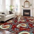 thumbnail image 3 of Red Bandanna Washable Living Room Rugs 5'x8', Ethnic Indian Style Low Pile Throw Large Area Rug Non-Slip Sturdy Edge Binding Carpet for Living Room Kitchen Office, 3 of 9