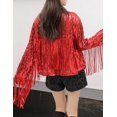 thumbnail image 2 of LinYooLi Veste à Paillettes à Franges pour Femmes, Manches Longues, Rétro, Réfléchissante, 2 of 3