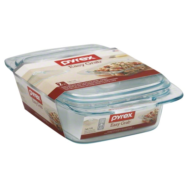 Pyrex Easy Grab 2 Quart Casserole Dish with Glass Lid, 2 Piece