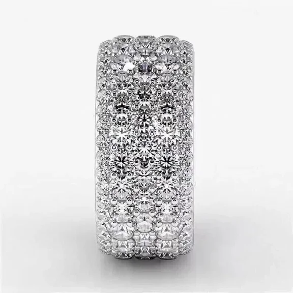 5CT Round Moissanite Men's Full Eternity Anniversary Band 14K White Gold Plated