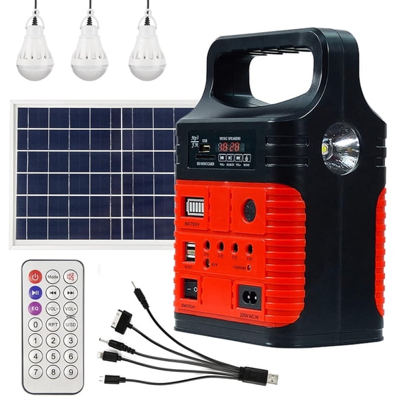 Solar Generator - Portable Power Station for Emergency Power Supply,Portable Generators for Camping,Home Use&Outdoor,Solar Powered Generator With Panel Including 3 Sets LED Light (Red Color)