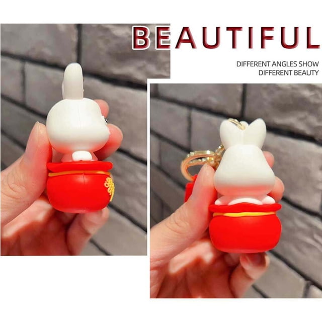 Animaux Chinois Rabbit Porte-Clés Miniature Porte-Clés Mode Portable et Beau Porte-Clés Pendentif Chanceux Boucle Porte-Clés Mignon Porte-Clés Type Lapin 3