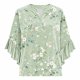 thumbnail image 5 of Tejiojio Women's Casual Printed Top Lace Trim V-Neck 3/4 Sleeves Button Down Fashionable Daily Wear, 5 of 6