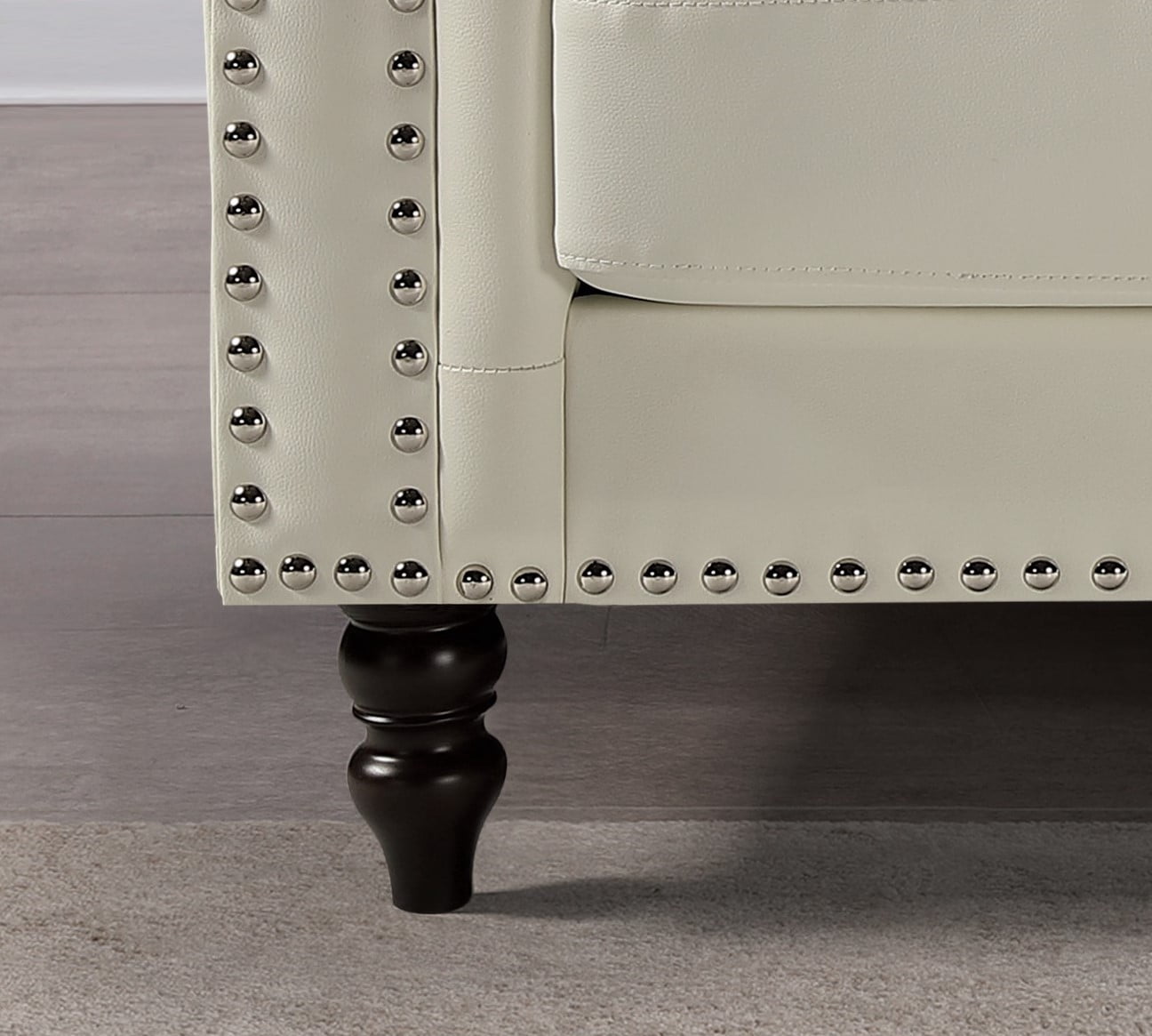 Uspridefurniture Fogg 64.17'' faux leather Rolled Arm Loveseat -Beige