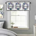 thumbnail image 3 of Curtain Valance for Windows, Summer Hydrangea Leaf Kitchen Valances Rod Pocket Short Curtains, Purple Blue Flower Buffalo Check Window Valance for Bedroom Bathroom Living room 60x18in, 3 of 9
