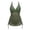 Olive Green, variant on Xfvqtps Women Swim Dres Mesh V Neck Side Drawstring Solid Color Slimming Tummy Control Swimsuits One Piece Swimsuit Olive Green