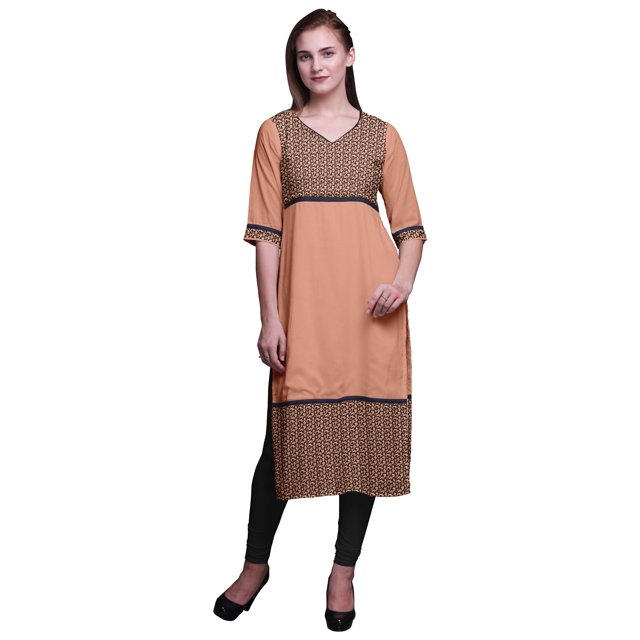 Bimba Tuniques Droites pour Femmes Kurta Imprimée Tenue d'Été Kurti pour Dames