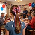 thumbnail image 2 of HOARBOEG 1Pcs Patriotic Hair Bows Set of 7 – USA Flag Print Scrunchies & Independence Day Hair Ties in Red, White, and Blue – 4th of July Hair Accessories for Women, 2 of 5