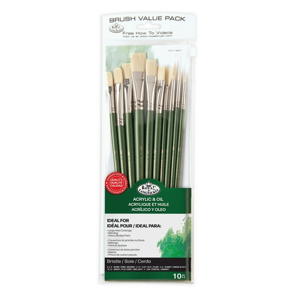 Royal & Langnickel - Ensemble de 10 pinceaux à long manche pour peinture acrylique et huile | RSET-9261 |