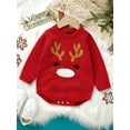 thumbnail image 6 of KelaJuan Baby Christmas Romper Long Sleeve Crew Neck Deer Print Knit Bodysuit Newborn Playsuit, 6 of 8