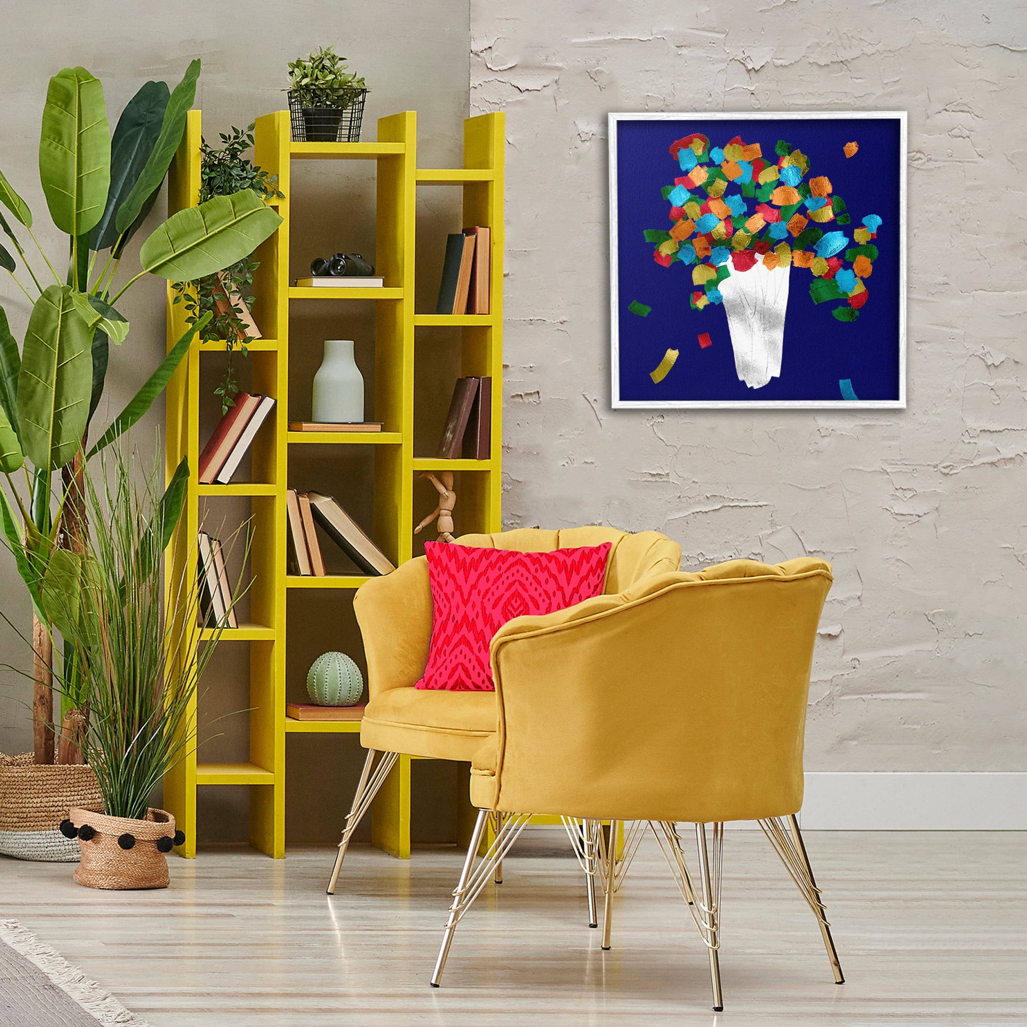 Stupell Industries Abstract Flower Vase Botanical & Floral Painting White Framed Art Print Wall Art, 24 x 24