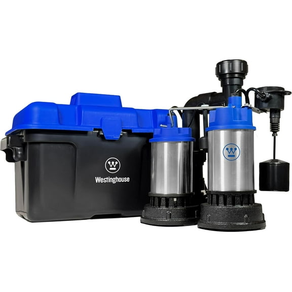 Westinghouse 1/2 HP Sump Pump With Battery Backup System - Up to 5200 GPH