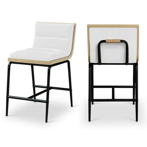 Meridian Furniture Viceroy Cream Fabric Upholstered Counter Stool, Set of 2