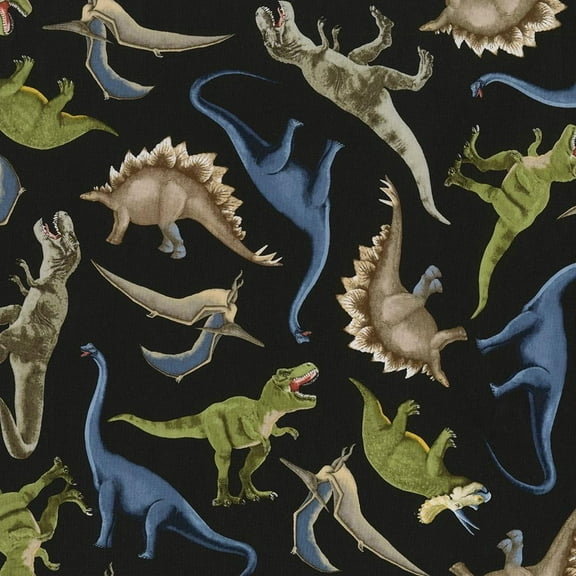 Timeless Treasures Fabrics Dino Trek Real Dinosaurs Tossed 100% Cotton Fabric sold by the yard