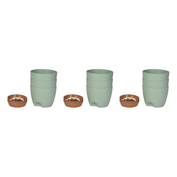Macetas biodegradables Matsuzay para jardinería respetuosa con el medio ambiente color verde paquete de 3