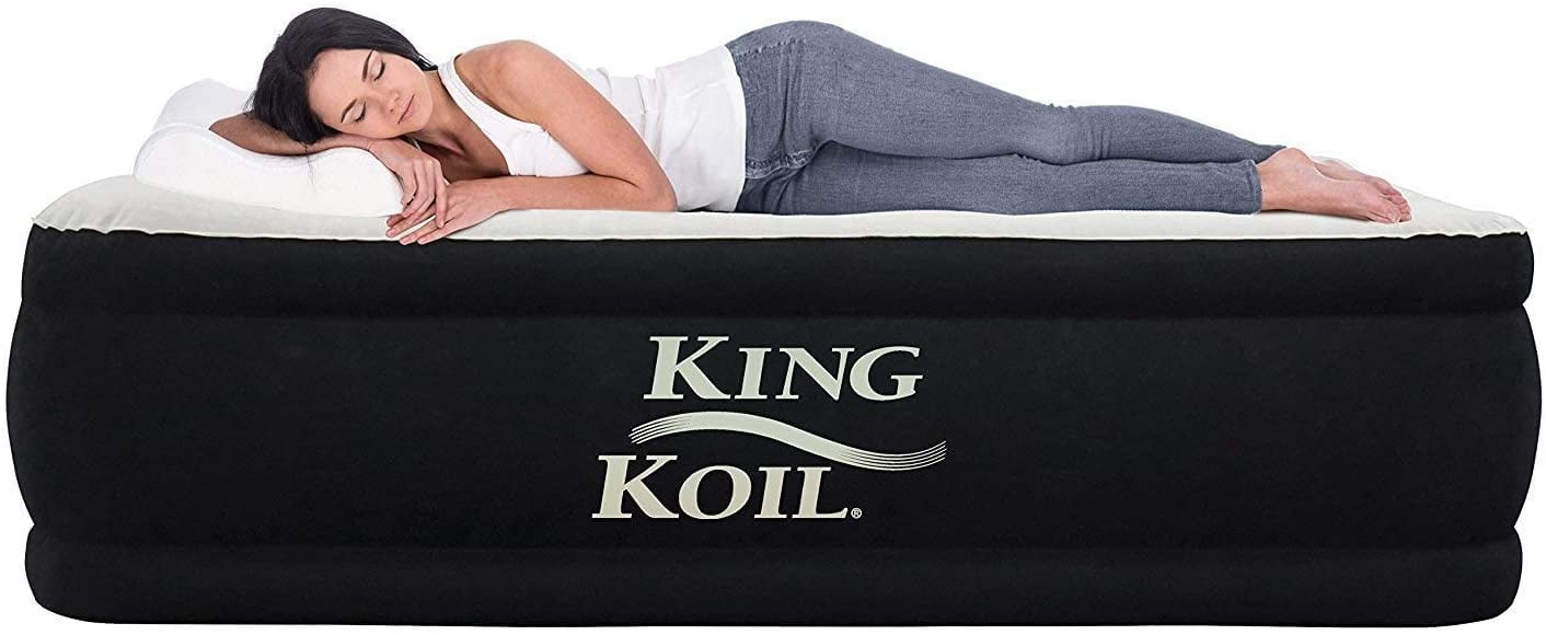 King Koil Twin Air Mattress With Built In Pump Double High Elevated Raised Airbed For Guests With Comfortable Top Only Bed With 1 Year Manufacturer Guarantee Included Walmart Com Walmart Com Twin Double High Air Mattress With Built In Pump