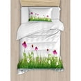 thumbnail image 3 of Flower Duvet Cover Set Queen Size, Coneflower by the Lake Water Sea Fall Season Hand Drawn Horizontal Hand Drawn Print, Decorative 3 Piece Bedding Set with 2 Pillow Shams, Multicolor, by Ambesonne, 3 of 3