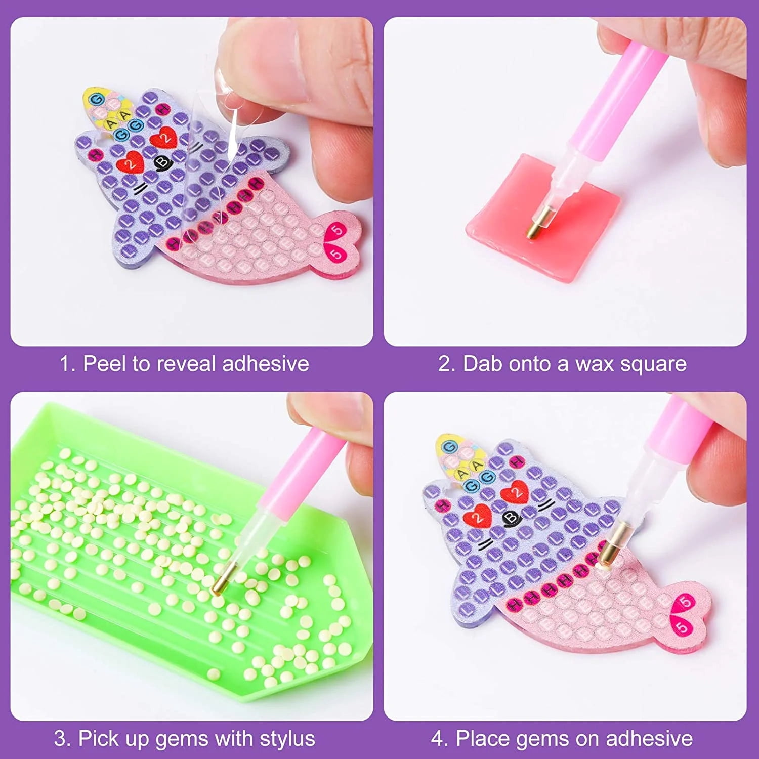 5Pcs Gem Diamond Art Kits with Key Chains,Mermaid Diamond Painting Kits for Kids Art and Crafts Set