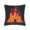 thumbnail image 4 of Set of 2 Decorative Throw Pillow Covers 18x18in - Vibrant Castle Design with Flowers on Black Background Perfect for Couch Bed Car, 4 of 8