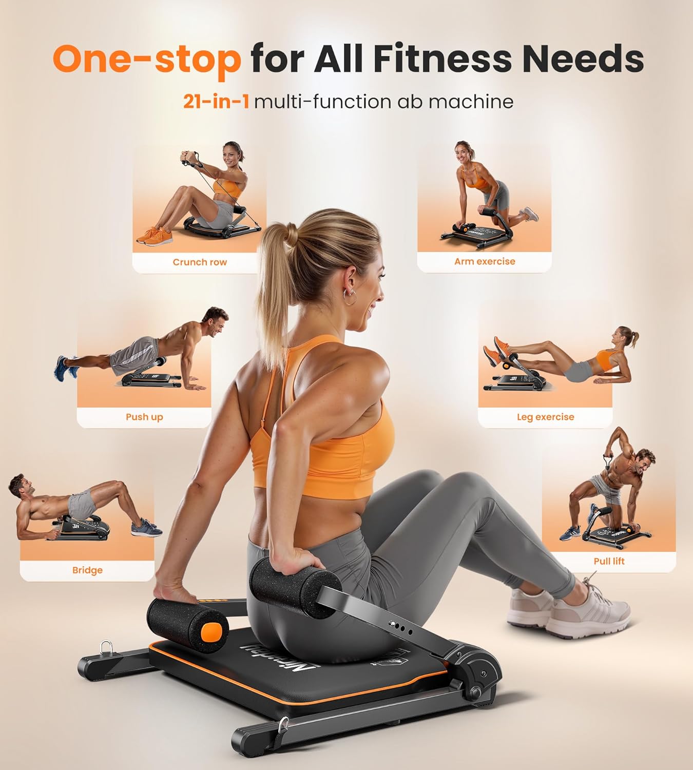 Ab Workout Equipment, Sit Up Machine with 330 LBS Capacity for Home Gym Core Training