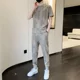 thumbnail image 2 of Conjuntos de pantalones y camisetas de gran tamaño para hombre, trajes deportivos, conjunto de pantalones para hombre, ropa de verano lisa blanca, novedad en oferta, premium XL, 2 of 5