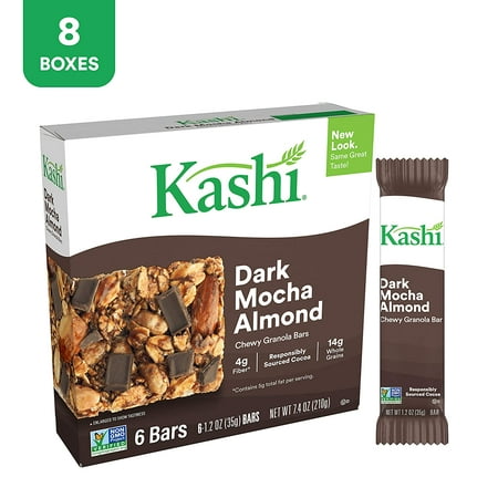 Kashi Chewy Dark Mocha Almond Granola Bars - Vegan Box of 6 (Pack of 8)