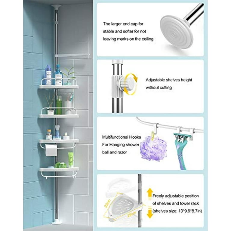 4 Layers /5 Layers Bathroom Shower Corner Storage Rack Wall Shelf Pole  Organizer