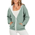thumbnail image 1 of 2023 Sweat à Capuche à Fermeture à Glissière pour Femmes Grande Taille Mode Imprimé Blouse Manches Longues Poches en Liquidation, 1 of 7