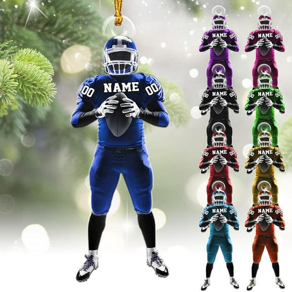 Personalized Football Ornament Customized Football Christmas Ornaments Football Ornament Christmas Hanging Décor Gift for Football Fans Football Gifts Gift for Football (FBH 3)
