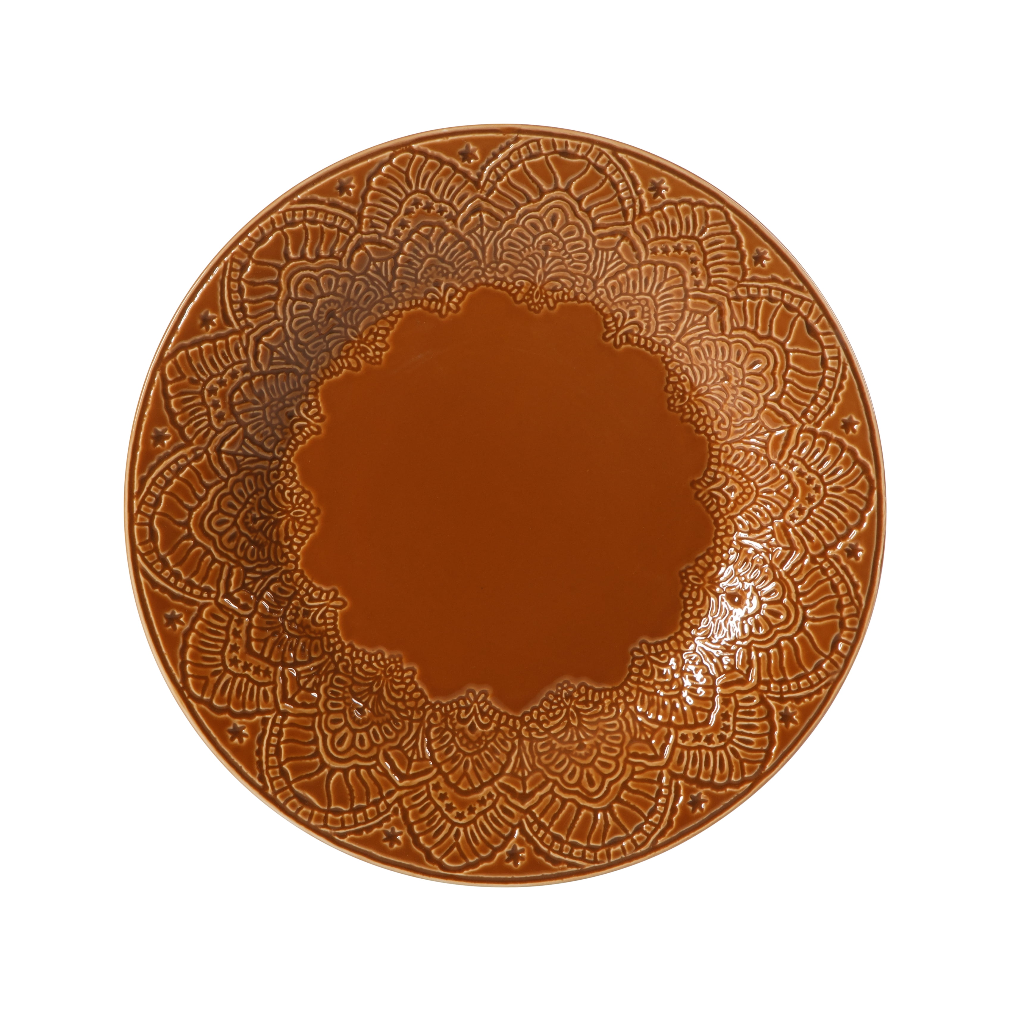 The Pioneer Woman Vintage Lace 12-Piece Ceramic Dinnerware Set, Caramel