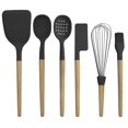 thumbnail image 1 of Country Kitchen Juego De 6 Utensilios Para Hornear De Silicona Antiadherente Con Mangos De Madera Redondeados Para Cocinar Y Hornear, Color Negro, 1 of 5