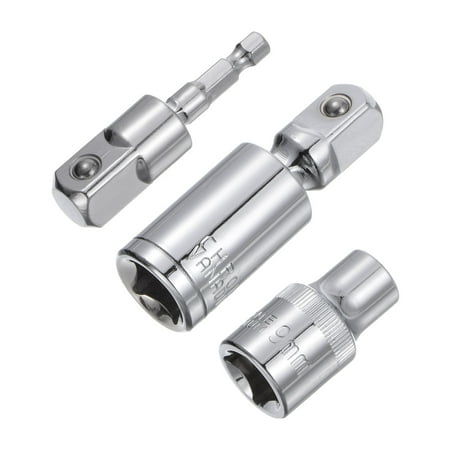 

Uxcell 1/2 Drive 9mm Shallow Socket Swivel Joints Hex Shank Impact Driver Adaptor Set
