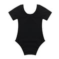 thumbnail image 2 of TSSOE Kids Girls Basic Short Sleeves Cotton Gymnastics Leotard Ballet Dancewear Black 4, 2 of 8