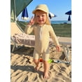 thumbnail image 5 of Baby Boys Swimsuit Seersucker Long Sleeve One Piece Zipper Bathing Suit Rash Guard Swimwear Sunsuit, 5 of 8