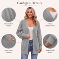 thumbnail image 3 of QUALFORT Cardigan Sweaters for Women, 100% Cotton V Neck Cardigan, Button Front Knit with Pockets, Long Sleeve Relaxed Fit, Light Heather Gray M, 3 of 7