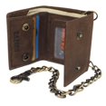 thumbnail image 3 of CAZORO Men's RFID Blocking Trifold Vintage Leather Biker Chain Wallet With Snap Closure Logo Brown, 3 of 8