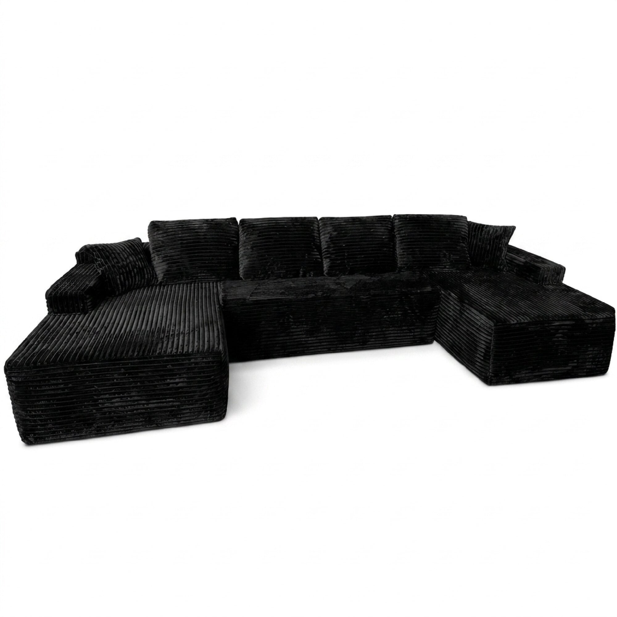 Leumius 131" Modular U-Shaped Sectional Sofa, Oversized Boneless for Living Room Chaise Convertible Compressed Sofa Black