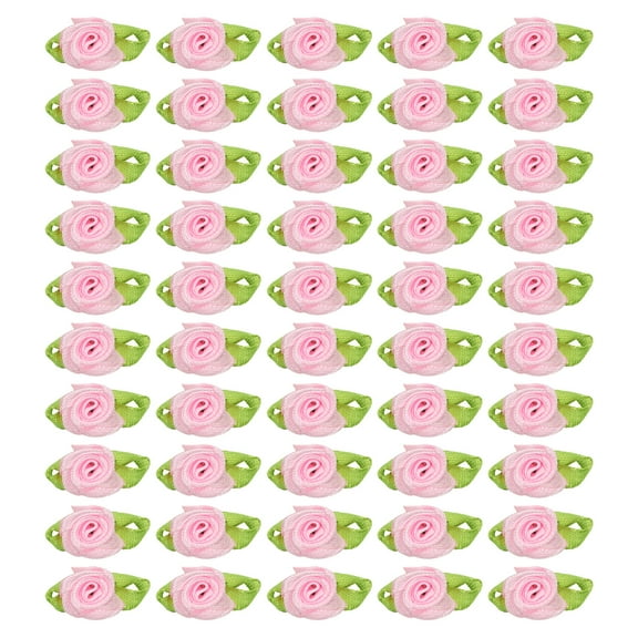 Uxcell 15mm Tiny Satin Ribbon Rose Fabric Flowers Embellishments Rosettes Applique Pink 250 Pcs