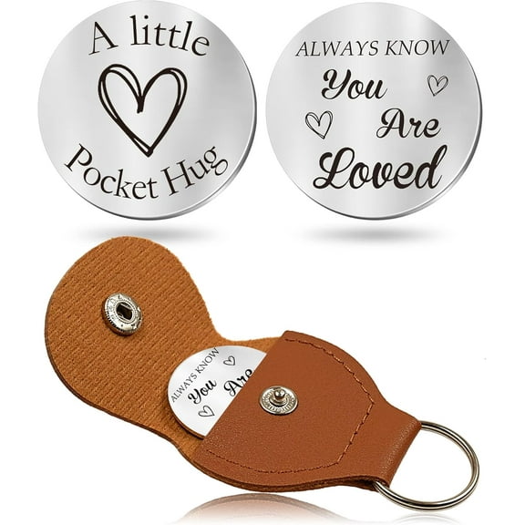 Pocket Hug Token Gifts for Men Boyfriend Girlfriend Inspirational Gift for Son Daughter Brother with Leather Keychain