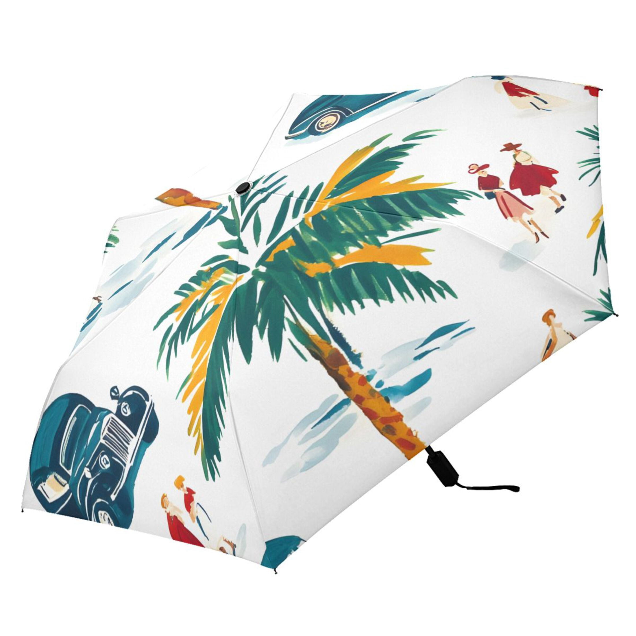 ALAZA Cars Tree UPF 50+ Compact Folding Umbrella for Rain Travel Umbrella Packable
